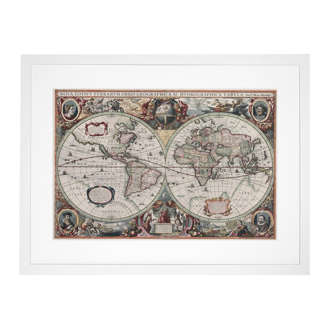 Vintage World Map Vol.2 By Henricus Hondius Ii