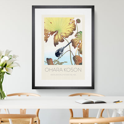 Wagtail Bird On A Lotus Plant Print By Ohara Koson