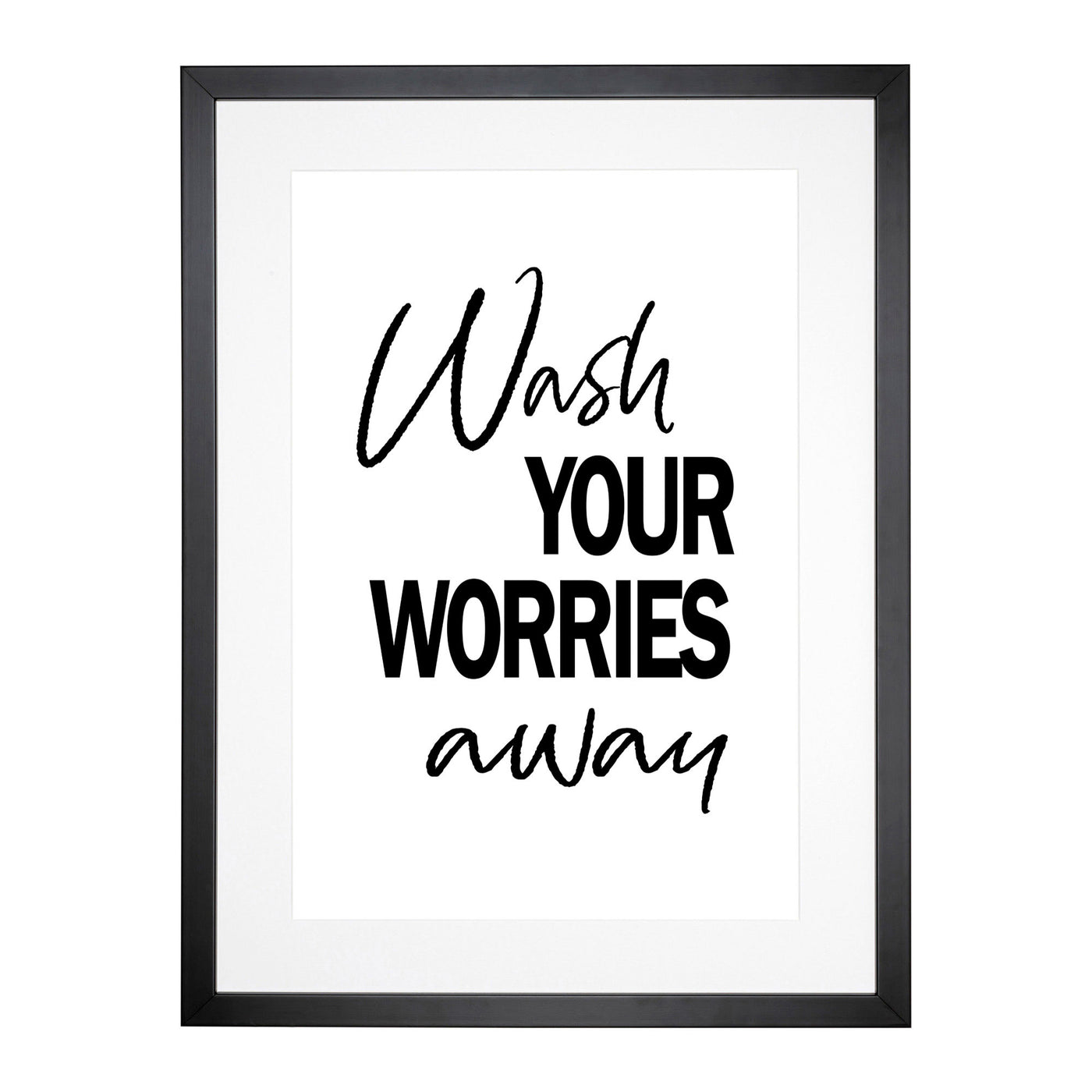 Wash Your Worries Away Typography Framed Print Main Image