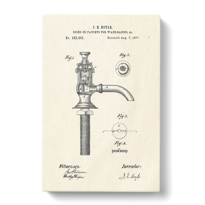 Water Faucet Tap Patent Canvas Print Main Image