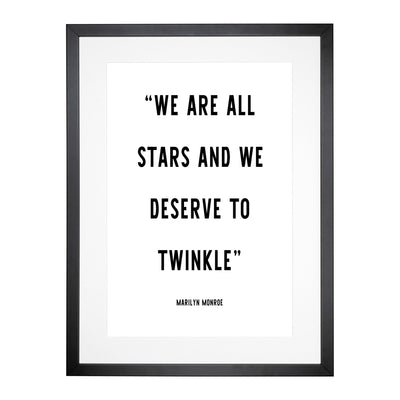 We Are All Stars Typography Framed Print Main Image