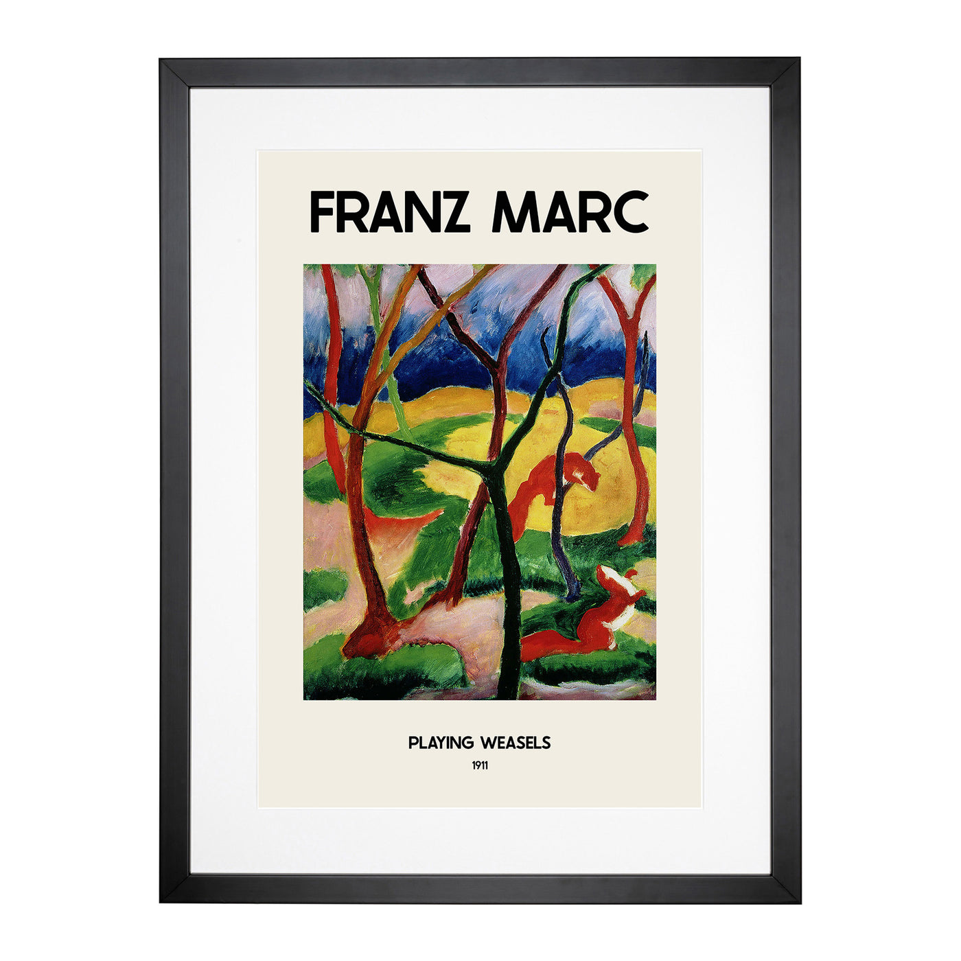 Weasels Playing Print By Franz Marc Framed Print Main Image