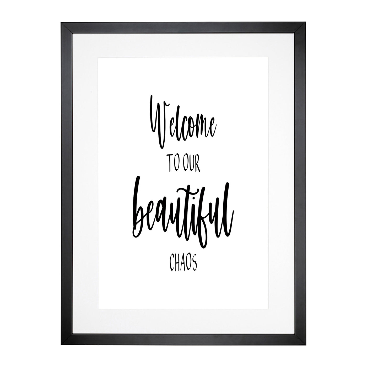 Welcome To Our Beautiful Chaos Typography Framed Print Main Image