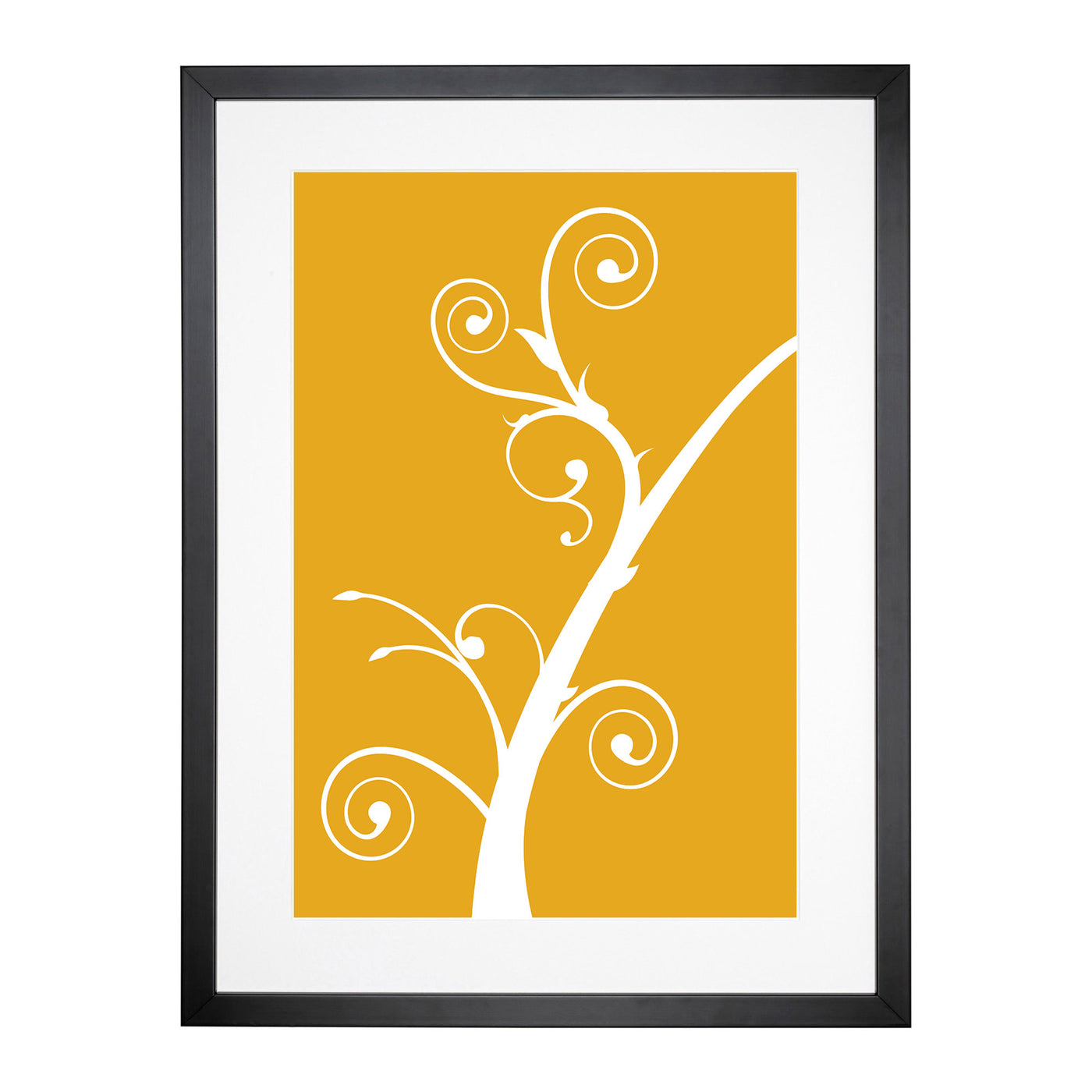 White Branch On Orange Framed Print Main Image