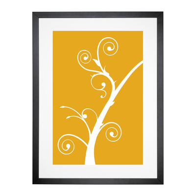 White Branch On Orange Framed Print Main Image
