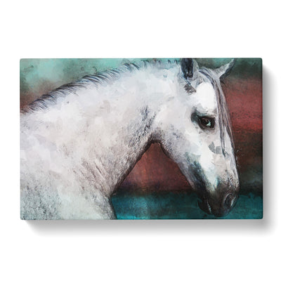 White Horse Portrait In Abstract Canvas Print Main Image
