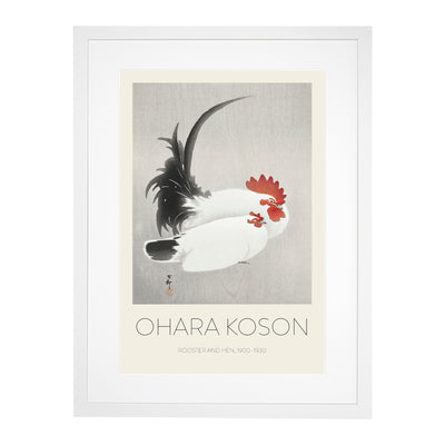 White Rooster & Hen Print By Ohara Koson