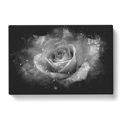 White Rose Flower Paint Splash Canvas Print Main Image