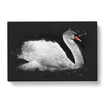 White Swan Swimming Paint Splash Canvas Print Main Image
