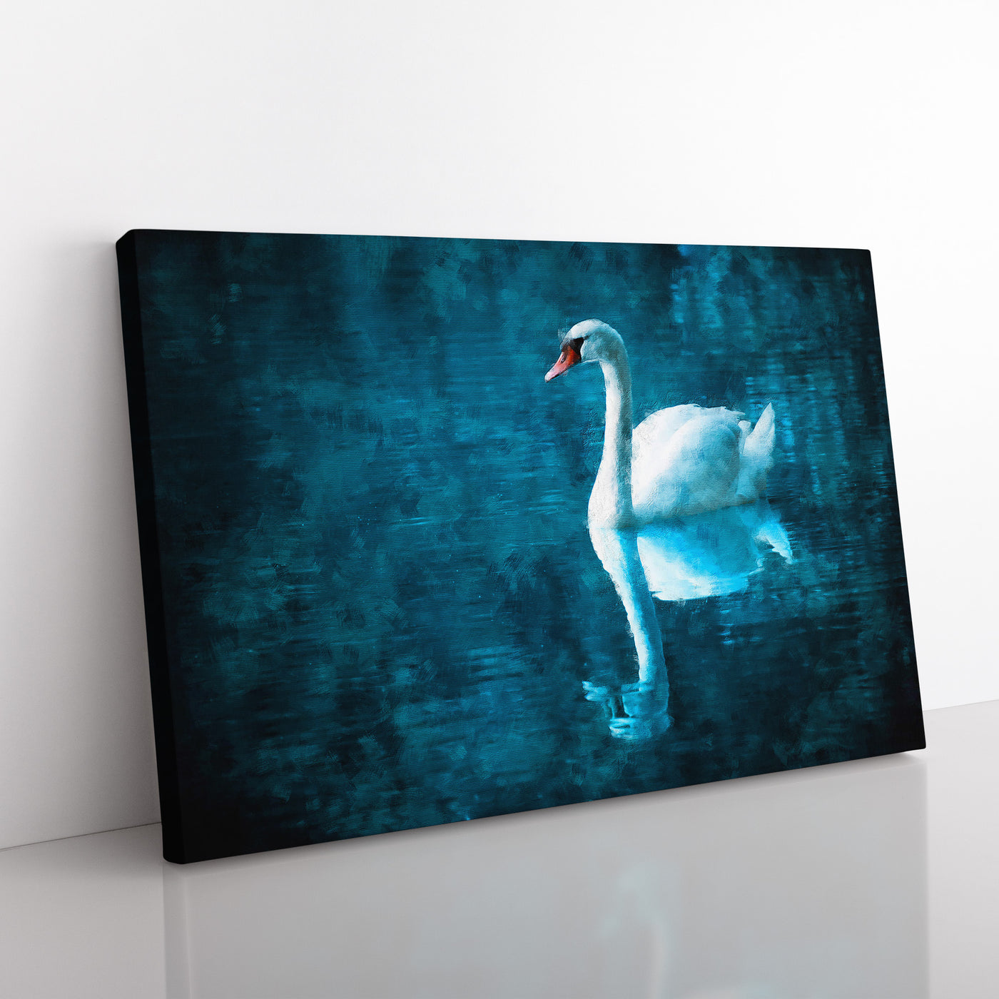 White Swan On A Blue Lake