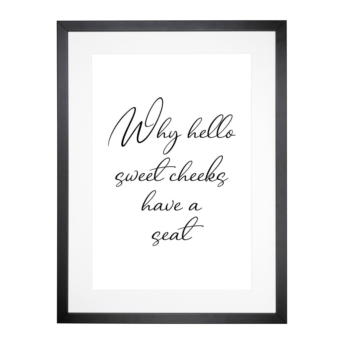 Why Hello Sweet Cheeks Typography Framed Print Main Image