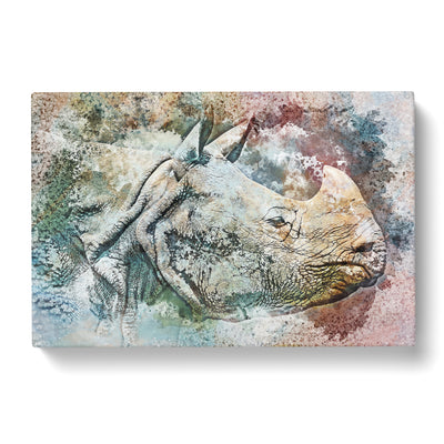 Wild Rhino In Abstract Canvas Print Main Image
