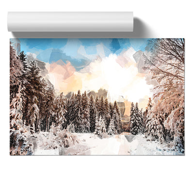 Winter White Forest In Sweden