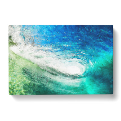 Within The Wave In Blue & Green Painting Canvas Print Main Image