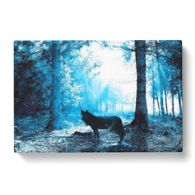 Wolf In The Blue Forest Painting Canvas Print Main Image