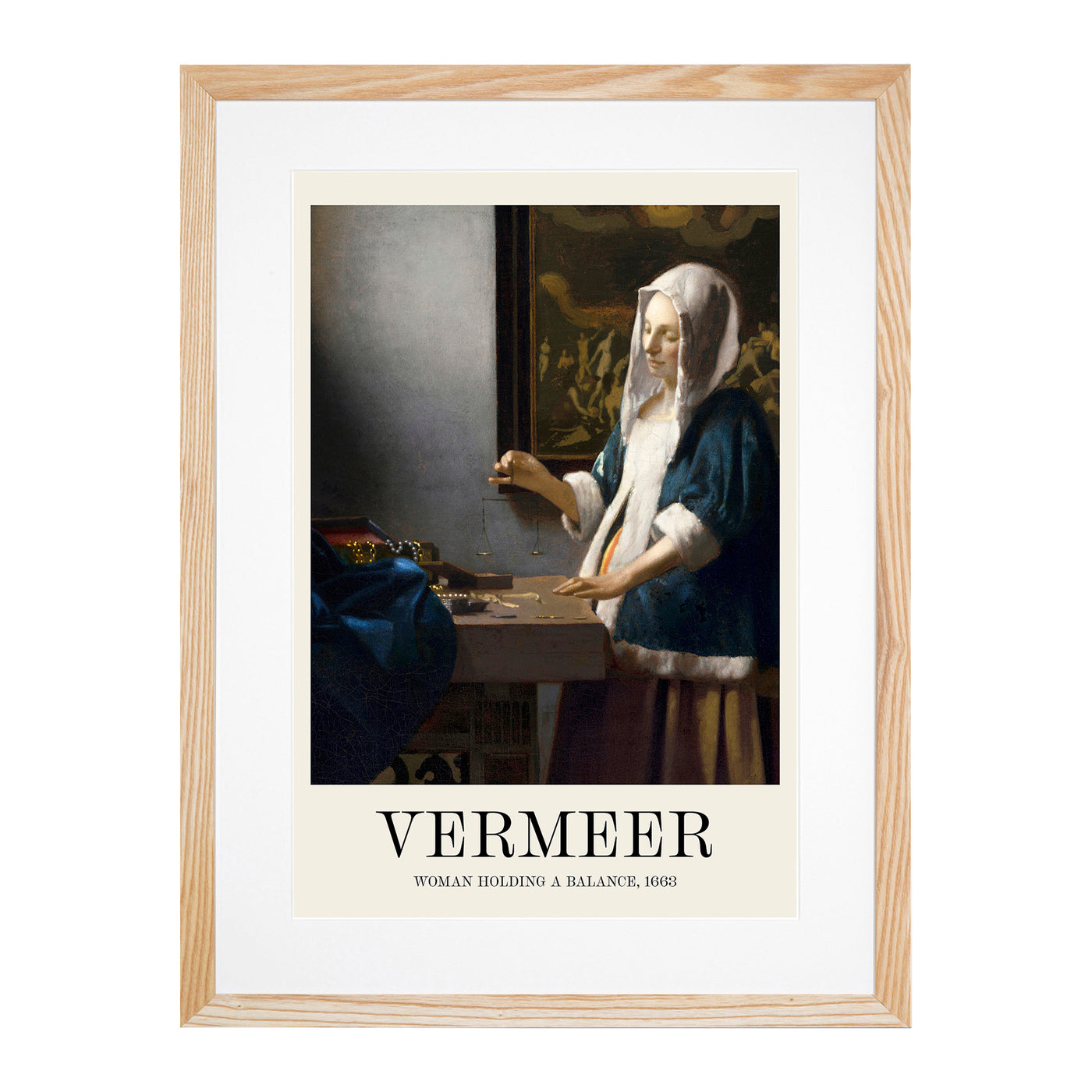 Woman Holding A Balance Print By Johannes Vermeer