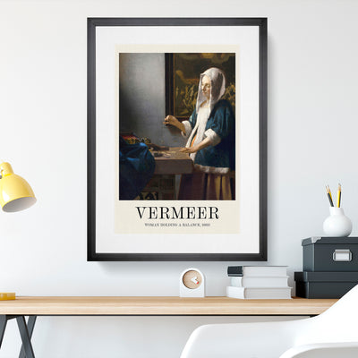 Woman Holding A Balance Print By Johannes Vermeer