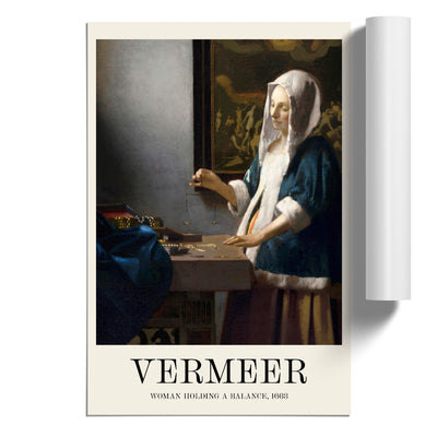 Woman Holding A Balance Print By Johannes Vermeer