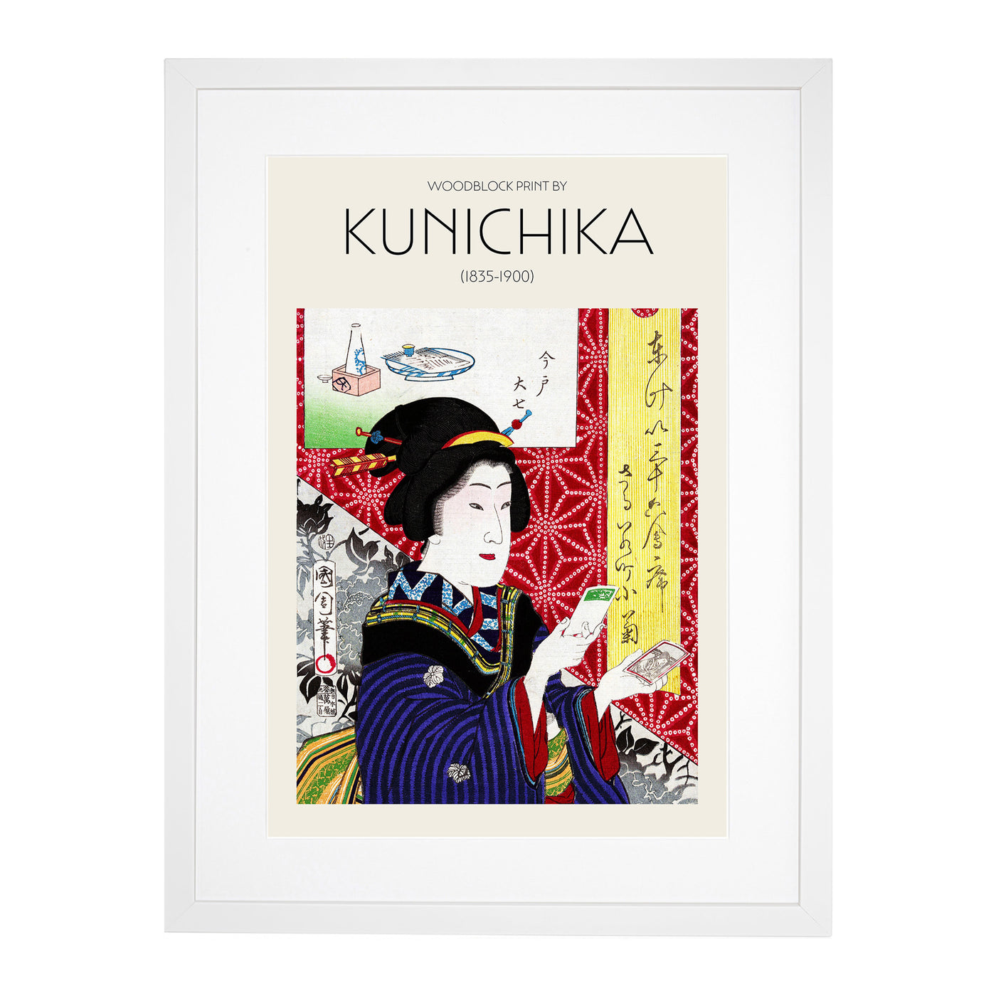 Woman Looking At Pictures Print By Toyohara Kunichika