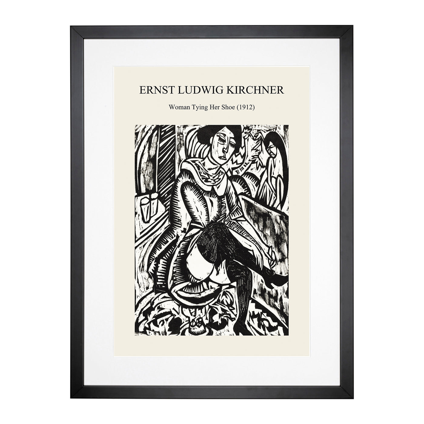 Woman Tying Her Shoe Print By Ernst Ludwig Kirchner Framed Print Main Image