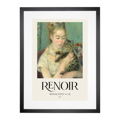 Woman With A Cat Print By Pierre-Auguste Renoir Framed Print Main Image