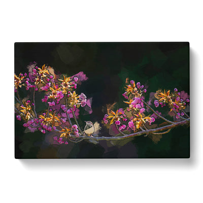 Wren Upon A Blossom Tree Branch In Abstract Canvas Print Main Image