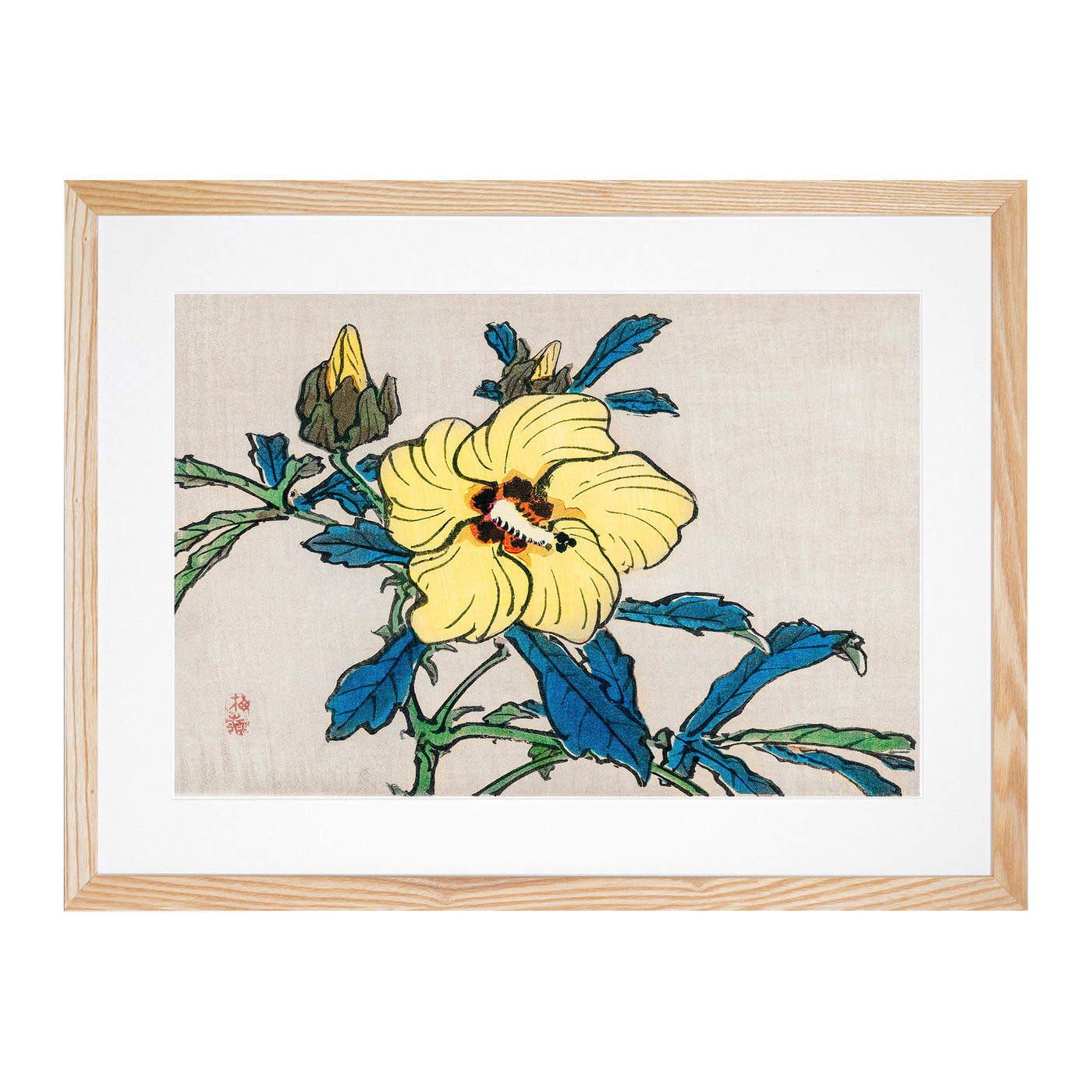 Yellow Hibiscus Flower By Kono Bairei