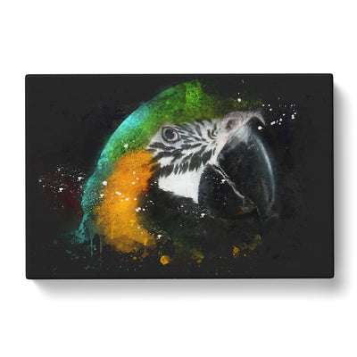 Yellow & Green Macaw Parrot Paint Splash Canvas Print Main Image
