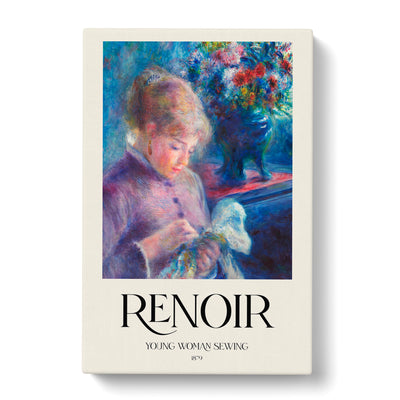 Young Woman Sewing Print By Pierre-Auguste Renoir Canvas Print Main Image