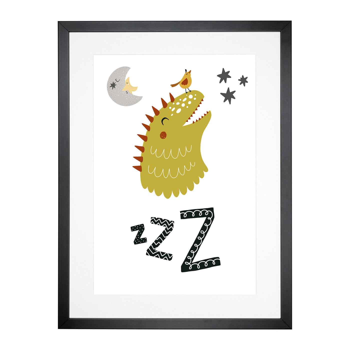 Zzz Dino Typography Framed Print Main Image